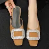 Hausschuhe Sommer Kristall Niedrigen Ferse Maultiere Schuhe Frauen 2024 Mit Hohen Absätzen Sandalen Koreanische Sexy Elegante Spitz Chic