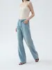 Женские джинсы 2024, весенние женские широкие брюки с высокой талией, повседневные женские прямые свободные джинсовые длинные брюки на молнии