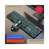 Tastaturen Esports Gamingcomputer Tastatur Manipative Feel Punk Maus Set Vintage Runde Tasten Wired Desktop Computer Laptopoffice Drop D Otbid