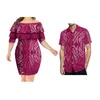 Бальные платья 2024 6XL, женское платье с запахом, с принтом для девочек из племени Полинезии, с коротким рукавом на одно плечо