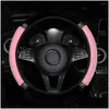 Steering Wheel Covers Ers 37-38Cm Diameter Soft P Rhinestone Car Er Interior Accessories Black Pink Drop Delivery Automobiles Motorcyc Otpfv