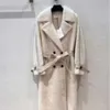 Ny vinter Haining Autumn Product CE Home Merino Wool och päls Integrerad stil Goddess Long Coat Women's Wear 9371