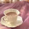 Filiżanki spodki brytyjskie w stylu Ceramika Puchar kawy Okoi retro biała porcelanowa teacup domowy biuro napoje ręcznie robiona herbata