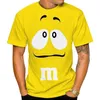 Homens camisetas Novo 2023 Engraçado M Ms Chocolate Bean Cartoon 3D Impresso T-shirt Unissex Casual Manga Curta T-shirt Moda Personalização Tops