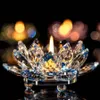 Crystal Glass Lotus Flower Candle Tea Light Holder Buddhist Candlestick Wedding Bar Party Valentine's Day Decor Night Light Y287L