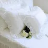 1 piece Princess Pure White Double Layer Lace Flounced Cotton Wedding Pure Cotton Bedding Pillowcase pillow cover fall decor 240306