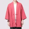 Roupas étnicas estilo chinês solto homens quimono cardigan plus size harajuku jaquetas retro linho japonês samurai masculino yukata 3xl