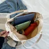 Ins Lazy Wind Холщовая сумка, новая корейская версия, горизонтальная сумка на одно плечо, женская простая литературная однотонная сумка 240311