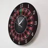 Horloge murale de Poker Roulette avec cadre en métal noir, décor artistique mural pour salle de jeux de Las Vegas, montre de Casino, cadeau 229Z