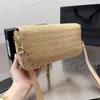 Woman Straw Beach Shoulder Bags crossbody designer bag luxury phone bags small crochet flaps lady purse Khaki Gold Letters TOP 2024