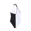 Kvinnors badkläder ett stycke Mor och dotter Familj Matchande bodysuits Black White Patchwork Mamma Girl Bathing Suit V-Neck Kid Baddräkter