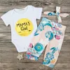 Kleidung Sets Baby Kleidung Set Mamas Mädchen Outfits Sommer Kurzarm Baumwolle Lange Hosen Stirnband Anzüge Kinder Kinder Kleidung ldd240311