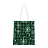 Shoppingväskor jul svart grön rutig återanvändbar livsmedelsbutik vikning totes tvättbar lätt robust polyester gåva