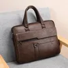 Briefcases Leather Briefcase For Men Boston Handbag Laptop Document Folder Shoulder Business Vintage Messenger Crossbody Side Designer Bag