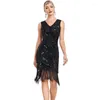 Scen Wear Sequin Pärlad Tassel Fashion Bankett Evening Dress Latin Dance Ballroom Standard