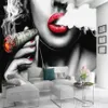 Aangepaste karakter 3d behang roken sexy schoonheid romantische mooie karakters sfeervolle interieur decoratie wallpapers280d