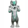 2024 Halloween Verde Gris Fursuit Husky Traje de la mascota Disfraces Carnaval Tema de dibujos animados Disfraces para hombres Mujeres Vestido de fiesta
