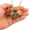 Pendant Necklaces Natural Crystal Stone Handmade Plated Wire Pendant Necklaces Original Style For Women Girl Party Chain Jewelry Drop Dhtbv