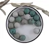 15mm 80pcs perles rondes en silicone bébé accessoires de dentition sans BPA articles nés dentition couleur collier sucette chaîne QHBC 240307