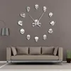 Verschillende schedelhoofden DIY horror kunst aan de muur gigantische wandklok grote naald frameloze zombie hoofden grote muur horloge Halloween decor 2011207L