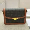 Designer adolescente Triomph Leather Cowhide Crossbody Fabric Printing Saddle Bag