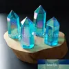 WT-G126 Aqua Aura Quartz Crystal Wand Aqua Aura Wand Point Crystal Point Cura Quartz Azul284G