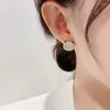 Stud Earrings Asymmetric Panda Head Micro Set Zircon In South Korea Cute Personality Mother Shell Sweet Age Reducing Earring