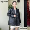 Womens Leather Faux Tajiyane Real Jacket Women Genuine Sheepskin Jackets For 2024 Spring Autumn Loose Coat V Neck Drop Delivery Appare Otocd