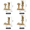 Solid Wood Pet Cat Turntable Scratch Pillar Board Sisal Climbing Frame Toy Balls Column Training Supplies Products Accessories 240227