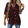 Damesblouses Kersen Jubileumblouse Dames Rode Vruchten Print Street Fashion Losse herfst Lange mouw Cool shirt Aangepaste kleding