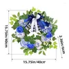 Dekoracyjne kwiaty wieńce drewniane tablice niebiesko -biały porcelanowy wzór wieńca na zewnątrz impreza na dziedziniec dostawa