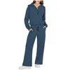 Kvinnors tvåbitar byxor Kvinnor Tvåbitar byxor Outfits Sweatsuit Set Quarter Zip Sweatshirt Wide Leg Sweatpant Women Petite Drop Deli Dhfzm