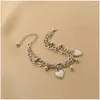 Link Bracelets Heart Alloy Bracelet Female Summer Niche Design Japanese-style Jewelry Bell Double-layer Texture