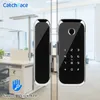 TTlock APP Fingerprint TMART LOCK WiFi remote control with IC card password for frameless glass door push or sliding door 201013260P