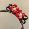 Hårtillbehör Tassel Barn peruk Pannband Söt blommor Braid Red Bow Hairband Baby Huvudbonad Tang Suit Hoop Hanfu Sticks