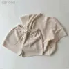 Clothing Sets Clothing Sets Summer Boys Girls Solid Color Soft Loose Short Sleeve Drawstring Shorts Waffle Outfits Children Knitted Suits ldd240311