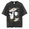 Herren T-Shirts Harajuku Loose Washed Black T-Shirt Anime Grafikdruck T-Shirt Männer Vintage Übergroßes Hemd Mode Sommer Baumwolle Tops T-Shirts