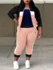 LW Plus Size Zestawy Sets Spring Casual Damens Dopasowanie mody 2 sztuki Stroje Kolor Lump Pants Ustaw kobiety sport 240307