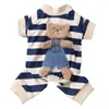 Vêtements pour chiens Vêtements pour animaux de compagnie Kawaii Vêtements rayés Combinaison Printemps Bébé Barboteuses Épaissir Doublure Garçons Filles Combinaisons Tenue Ours