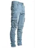 Heren jeans mode heren skinny gescheurde mul pocket denim broek streetwear lading hip hip zwarte broek zwarte broek herfst man kleding