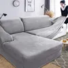 Velvet Plush L Shaped Sofa Cover for Living Room Elastic Furniture Couch Slipcover Chaise Longue Corner Sofa Cover Stretch267m