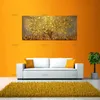 Gemälde handgefertigt moderne abstrakte Landschaftsöl auf Leinwand Wandkunst Goldene Baumbilder für Wohnzimmer Weihnachten Home Decor1252g