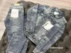 Veilleur de moto en difficulté de haute qualité de haute qualité Jean Skinny Slip Ripped Stripe à la mode Pantalon Denim Pantalon Denim Pantalon