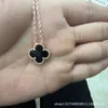 Designer pingente colar doce amor vanca jade dupla face ágata sorte grama de quatro folhas feminino 18k rosa ouro pequeno e luxo estilo colar corrente m8si