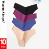 Damenhöschen WarmSteps 10-teiliges Semaless-Unterwäscheset 10-teiliges Tanga-Damen-Dessous G-String-Tangas glänzende Unterhose aus Eisseide