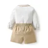 2024 Baby jongens Spaanse kledingsets voor jongen lange mouwpak katoen shirt shorts broek Kinderen verjaardagsfeestje kleding outfit 240403