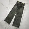 Jeans voor heren Europese en Amerikaanse gestreepte gewassen heren Y2k High Street Retro wijde broek Losse casual oversized broek Dames