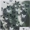 스티커 데칼 Nail Blue Butterfly Flowers Art Ambossed Acrylic Manicure Design Decorations RK130055 DROP DEVIRAL HE OTUGF