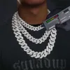 Collier en argent Moissanite et diamant pour hommes, 14mm de largeur, bijoux Hip Hop glacé, chaîne à maillons cubains, offre spéciale