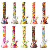 Impression verre Bong narguilé conduites d'eau en verre bécher recycleur 10 pouces bongs dab plate-forme brûleur à mazout cendrier barboteur 14mm bol LL